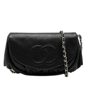 Pre-Loved Chanel CC Caviar Half Moon Wallet on Chain